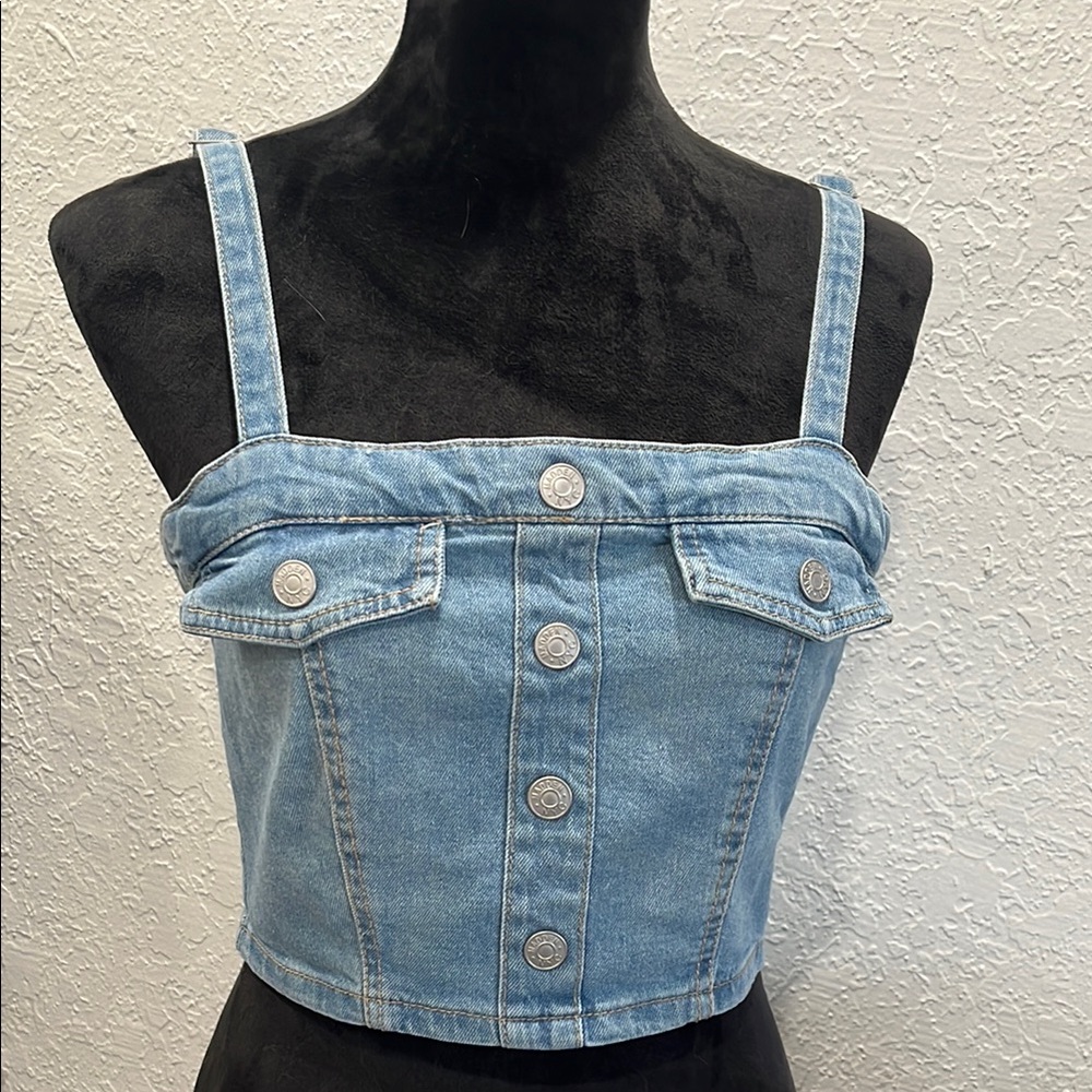 Blue Denim Crop Top